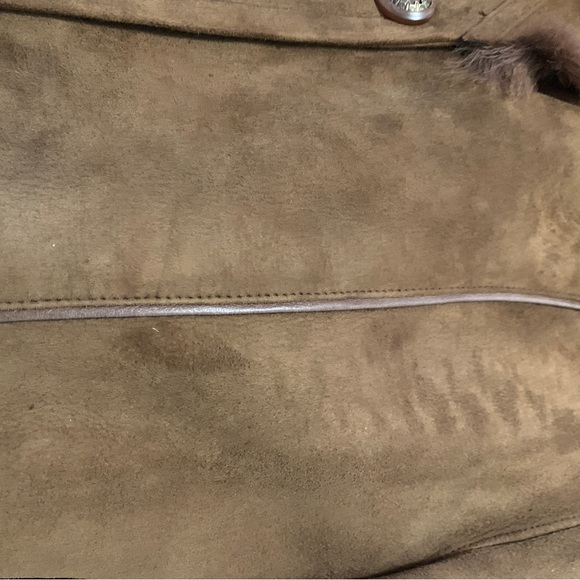 Magnificent coat in suede and sheep, brown. - Picture 3 of 8